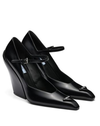 Prada Women's Brushed Leather Pumps Black